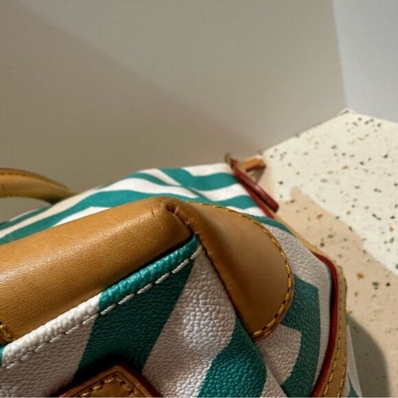 Dooney & Bourke Chevron‎ Stripped Leather Satchel Handbag - Picture 12 of 13